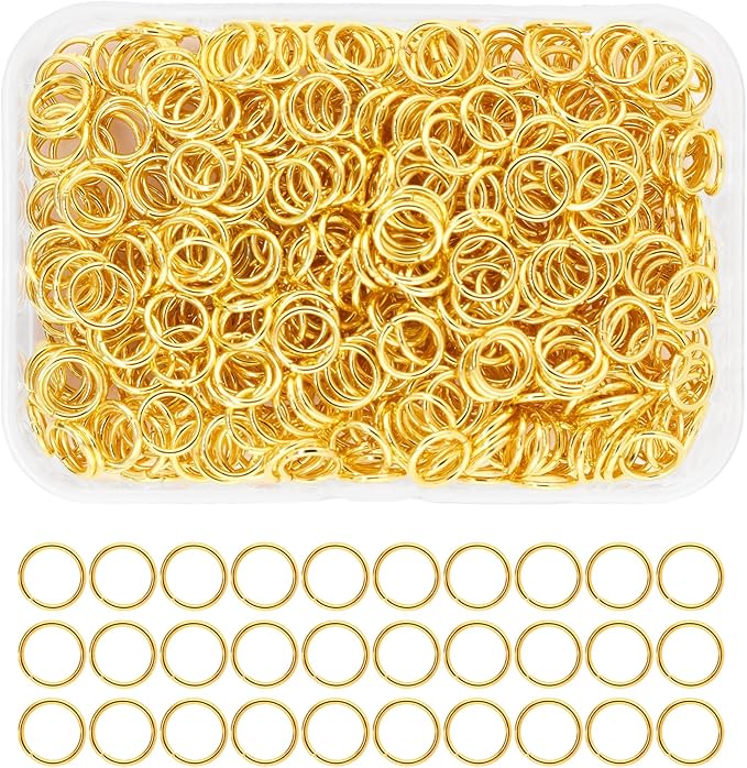 Mandala Crafts Assorted Gold Color Jump Rings Jewelry Findings Metal O Rings for Jewelry Making Supplies - 1000 7mm Small Open Jump Rings Kit for Necklace Earring