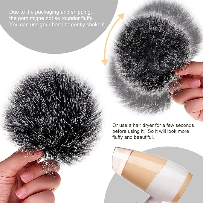 Tatuo 16 Pcs Faux Fur Pom Poms for Hat 4 Inches Large Fluffy Pom Balls for Crafts Knitting Beanies Shoes Scarves Bag Pompoms Keychain Charms Winter DIY Accessories (Black,Gray,Brown,White,Natural)