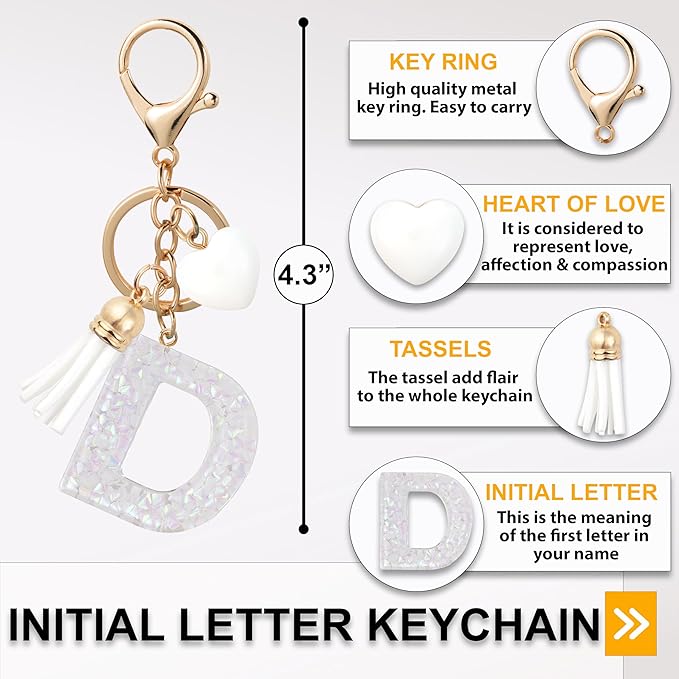 Alphabet Initial Letter Keychain Cute Heart Resin - Letter Keychain for Backpack Charms - Initial Keychains for Women