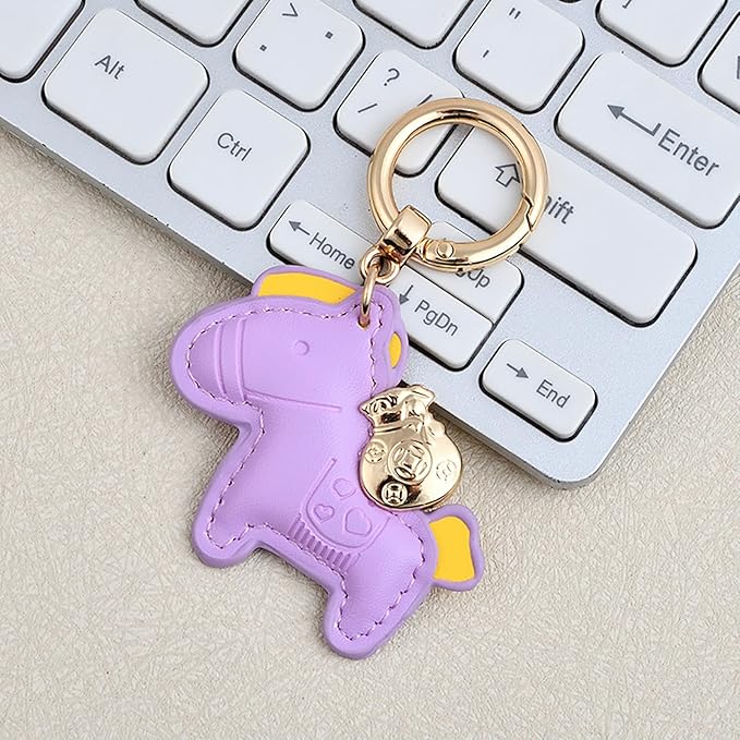 Lucky Pony Keychain Bag Charm, Elegant Leather Horse Accessories Cute Keychains for Women Gift