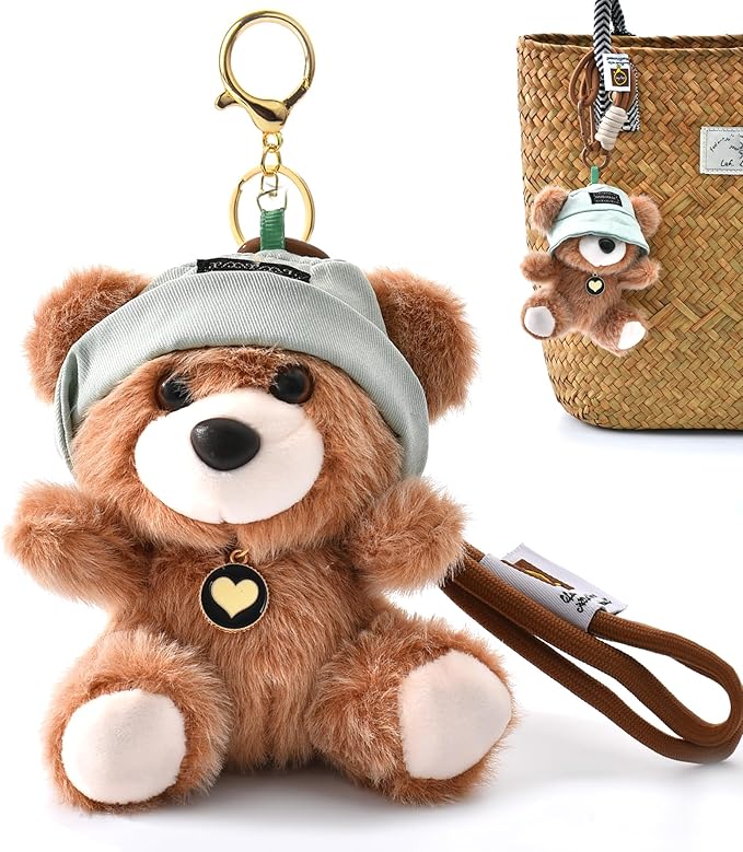 Cute Key Chain Plush Bear Bag Charm Teddy Bear Keychain Gift For Handbag,Purse, Backpack, Car Keys