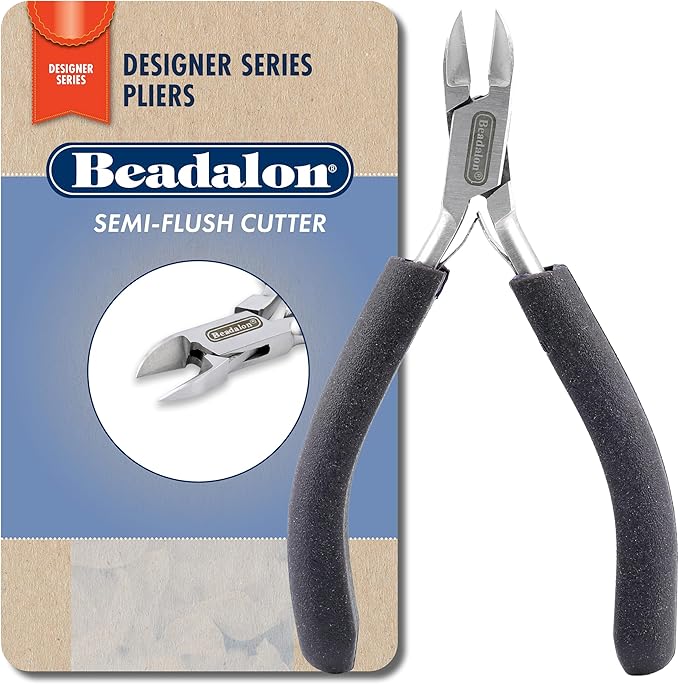 Beadalon Designer Series Semi-Flush Cutter, Dark Blue Vinyl-Free Grips, Stainless Steel, Box Joint, Double Leaf Springs, 4.75 in