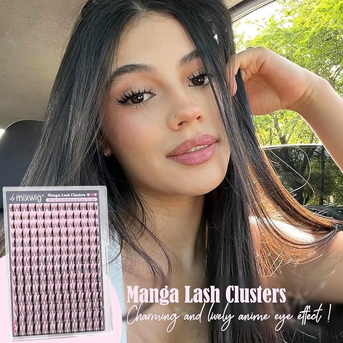 Manga Lash Clusters Fairy Eyelash Clusters Anime Cluster Eyelash Extensions Natural Wispy Individual Lashes Spiky Invisible Band Lash Extension CD Curly 10-18MM DIY Viva Cluster Lashes by Lvmixwig