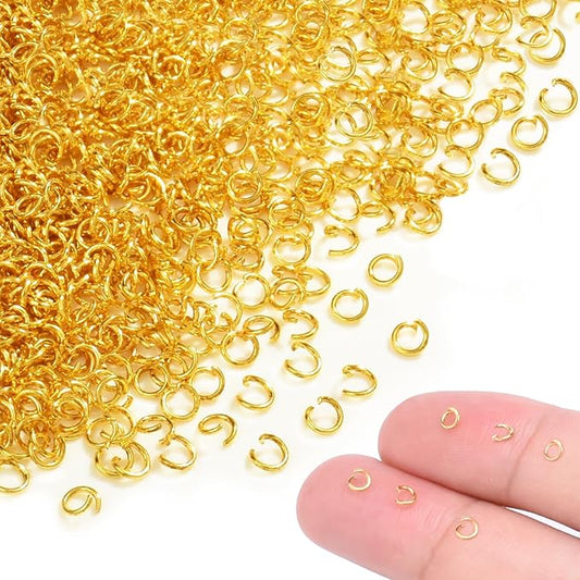 400pcs 1/8" Gold Tiny Jump Rings for Jewelry Making Replacement, Open Jump Ring Metal Jewelry Findings for Bracelets Necklaces Earrings Keychains Connectors Loops Repair Hardware