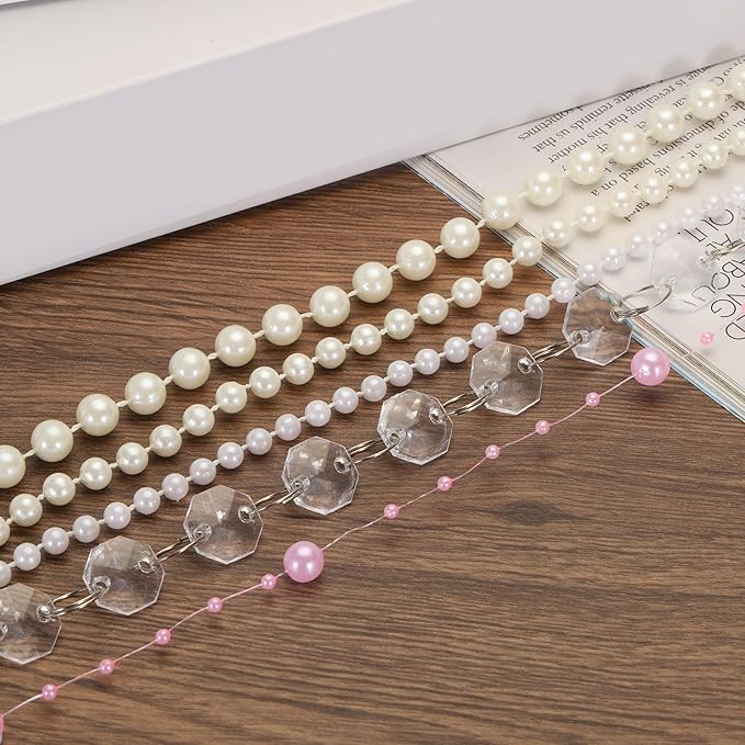 PATIKIL Clear Crystal Garland Strands, 16.4 Ft Acrylic Octagon Chandelier Bead Chains for Craft Wedding Party Home Decorative Jewelry Making Christmas Tree