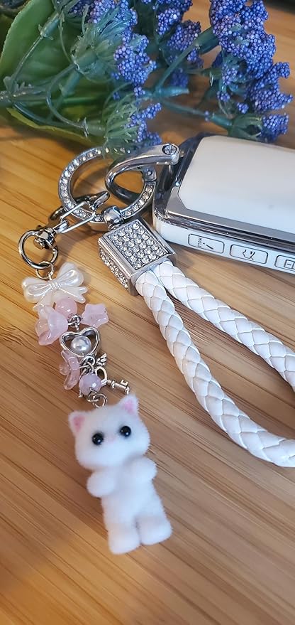 Keychain, Gifts for Animal & Anime Lovers, Y2K Heart Bow Pendant, Women Girls Kawaii Bag Charm