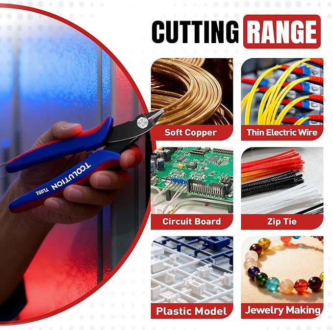 5 Pack Flush Wire Cutters - Small Diagonal Cut Pliers Side Cutter Snips Bulk - Micro Clippers for Zip Tie Plastic Model 3D Printer - Mini Nippers for Crafting Electrical Jewelry Making
