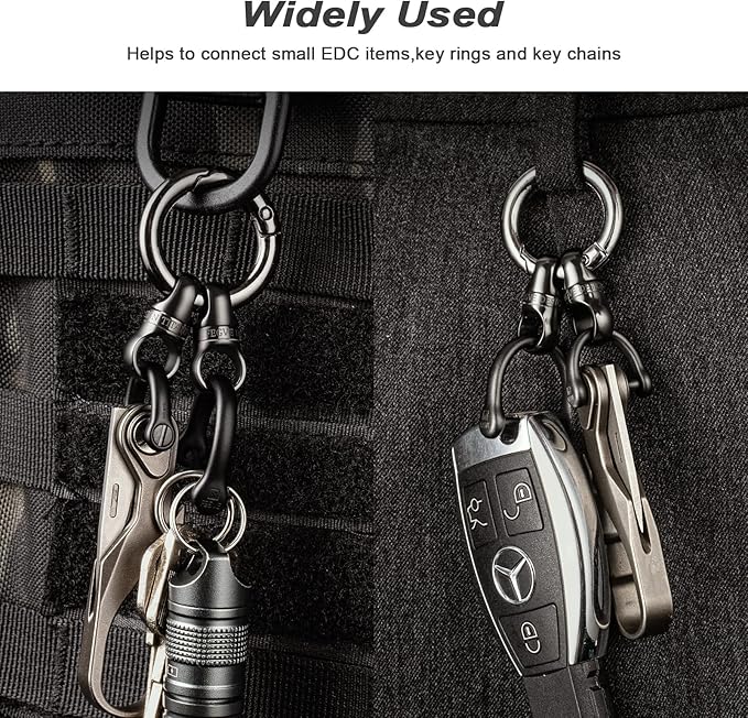 TISUR Titanium Key Ring, Key Chain Rings Heavy Duty Swivel Keyrings Carabiner Keychain For Men And Women Key Chain Assecories