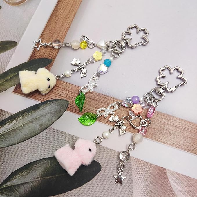 Cute Dog Keychain Fuzzy Dog Puppy Decor Keychain Aesthetic Y2K Bag Charms Stylish Dog Pendant Keychains Accessories
