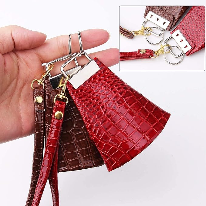 Qovydx 40Pcs Key Fob Hardware Kit with 39Pcs 1 Inch Key Fob Hardware, Clamp, Pliers, Tool for Faux Leather Wristlet Keychain Crafts