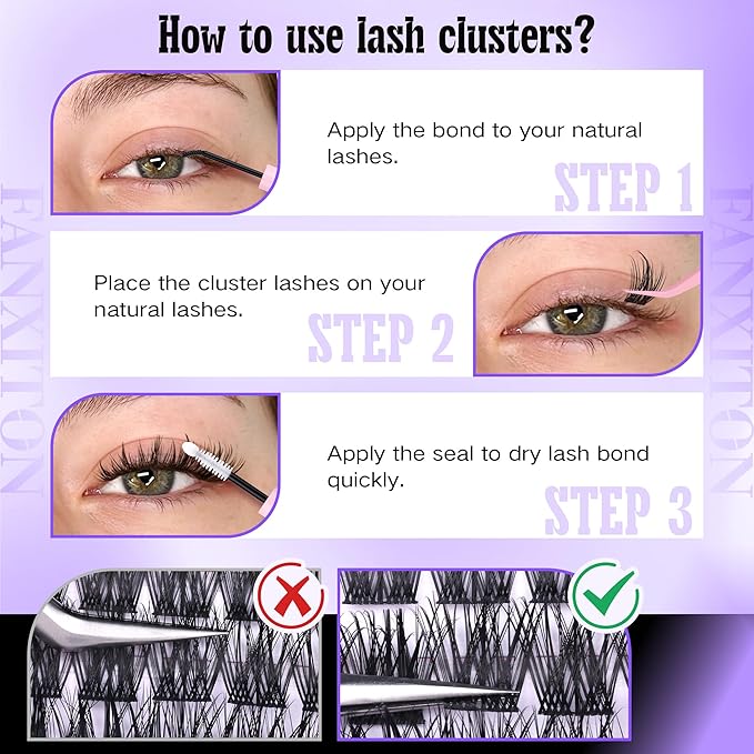 Wispy Lash Clusters Kit Natural Look Lash Clusters DIY Lash Extension Kit 10-18mm Cluster Eyelash Extensions Kit Lash Bond and Seal Lash Tweezers Individual Lashes Cluster Kit DIY Lash at Home