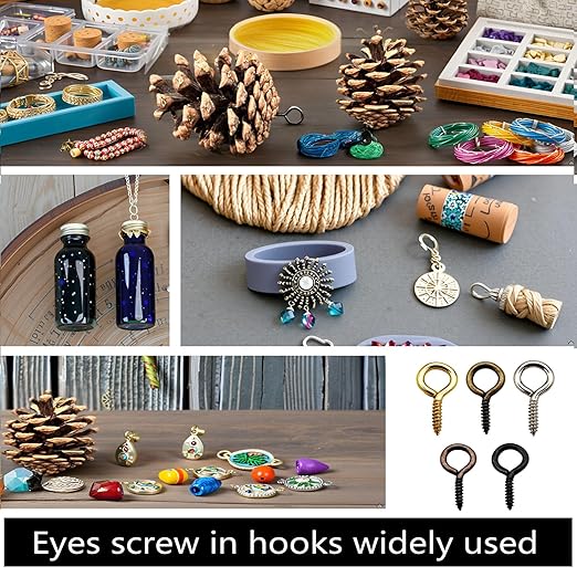 Small Screw Eyes Pin Hooks, 750 Pcs 0.55 Inch Screw in Hook for Jewelry, Cork Bottles,Resin, Bead, 7mm*14mm Small Eye Rings Eyelet Hook for Craft 5 Colors