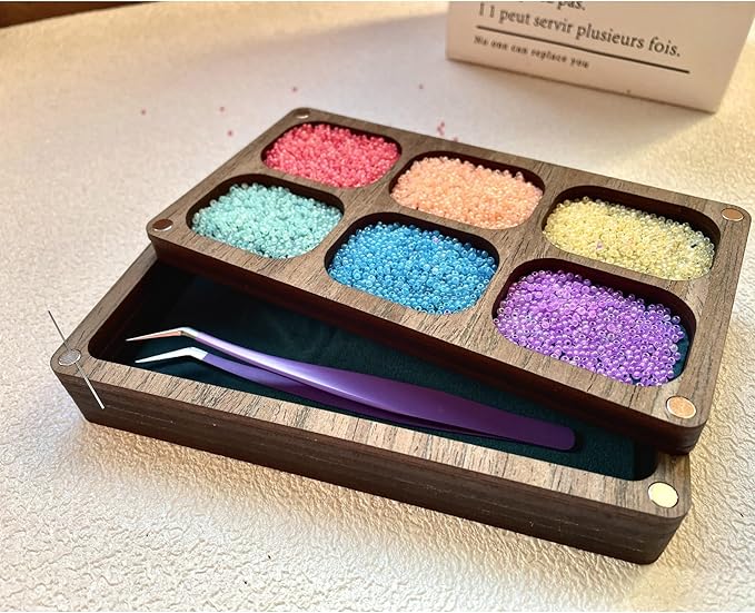 Bead Storage Organize with Lid,Bead Storage Solutions, Bead Sorting Tray,Beadwork Accessory Sorter Container (Brown-S 164X89mm)