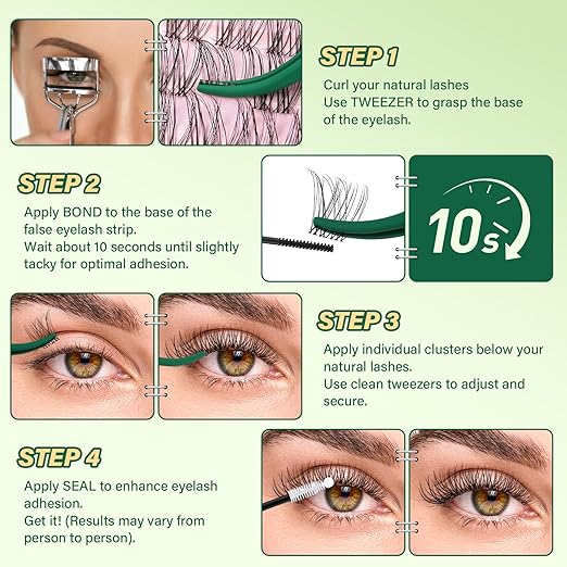 KEYYOU Lash Bond and Seal Waterproof Lash Cluster Glue 72H Long Lasting Strong Hold Non Irritating Eyelash Glue for DIY Individual Lashes at Home (Black-10ml)