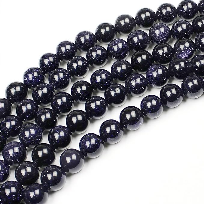 MJDCB Natural Stone Beads Blue Sand Stone Round Loose Beads for Jewelry Making DIY Bracelet Necklace (12mm)