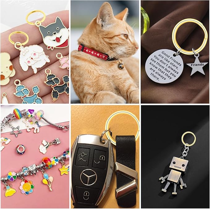 100pcs 8mm Tiny Split Ring for Jewelry Making, Double Loops Round Split Jump Rings Necklaces Bracelets Earrings Metal Mini Key Rings DIY Craft