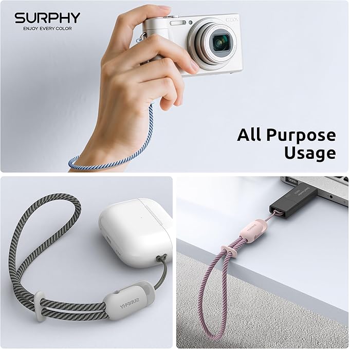SURPHY 3 Pack Phone Wrist Strap with CellPhone Tether Tab, Cellphone Lanyard, Phone Strap with 2-Color Braided, Wrist Lanyard