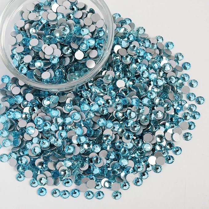 Beadsland Flatback Rhinestones Bulk,14400pcs Red Rhinestones for Nails Crafts Clothes DIY Decoration, Aquamarine, SS16, 3.8-4.0mm
