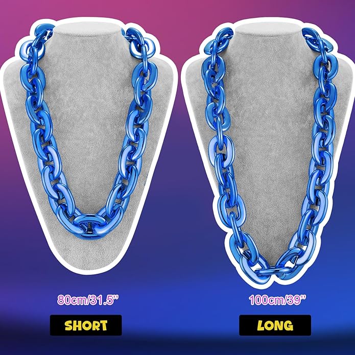 Remuuly Plastic Chain Necklace Chunky Big Fake Necklace Hip Hop Rapper Giant Turnover Chain Costume for Halloween