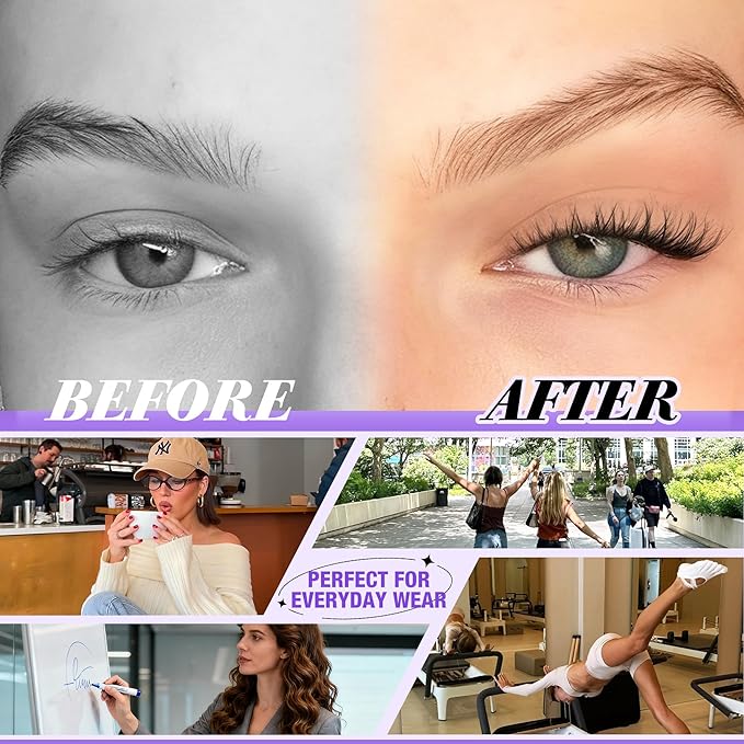 Natural Lash Clusters 8MM 10MM 12MM Eyelash Clusters Short Wispy DIY Lash Extensions CC Curve Individual Lashes Fluffy Cluster Eyelash Extensions for Clean Girl & No Makeup