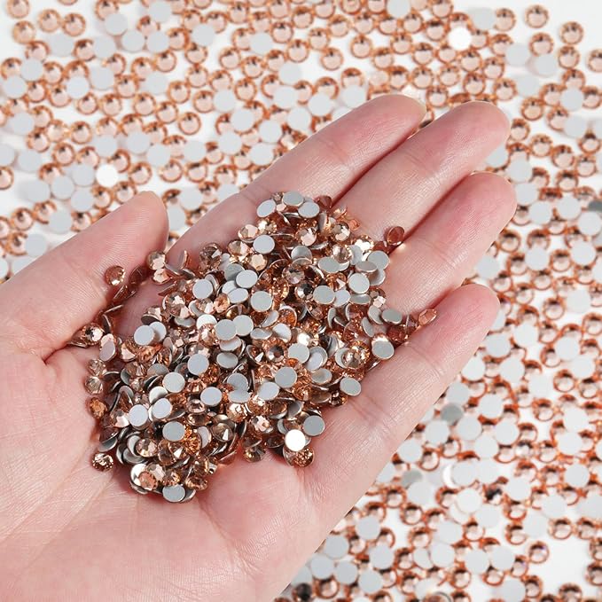 Beadsland Flatback Rhinestones Bulk,14400pcs Champagne Rhinestones for Nails Crafts Clothes DIY Decoration, Light Peach, SS20, 4.6-4.8mm
