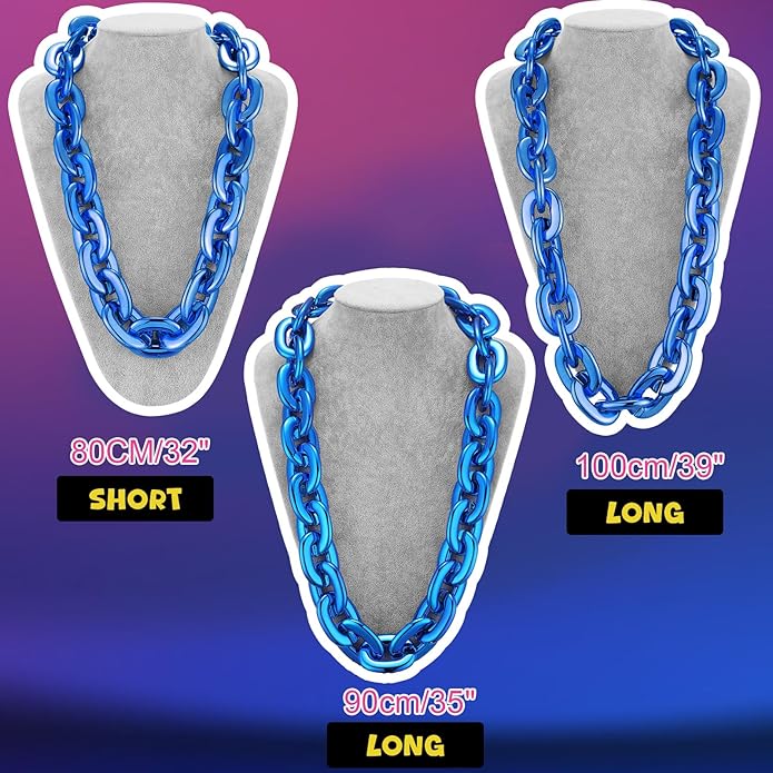Remuuly Plastic Chain Necklace Chunky Big Fake Necklace Hip Hop Rapper Giant Turnover Chain Costume for Halloween