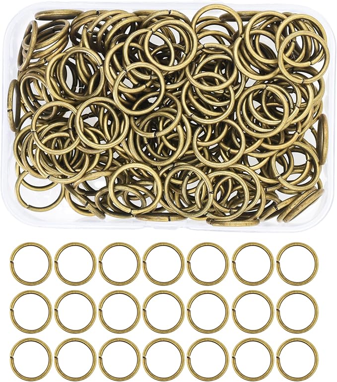 Mandala Crafts Assorted Jump Rings for Jewelry Making, 4-10mm, 1250 PCs, Antique Brass