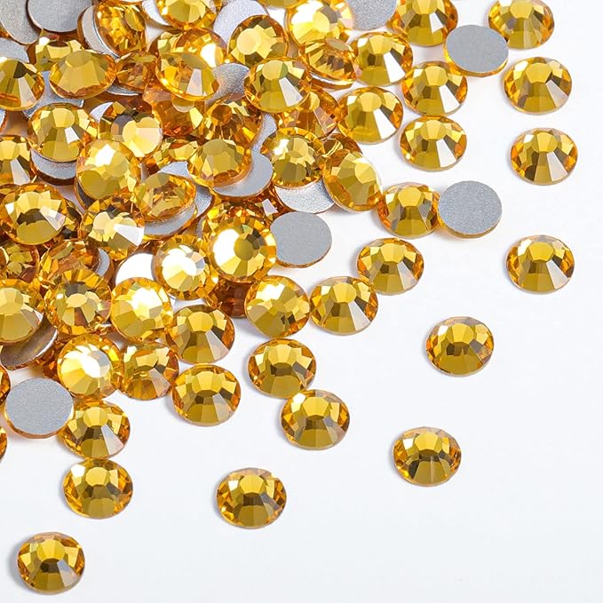 Beadsland 2880pcs Flat Back Crystal Rhinestones Round Gems for Nail Art and Craft Glue Fix, Topaz,SS4,1.5-1.7mm