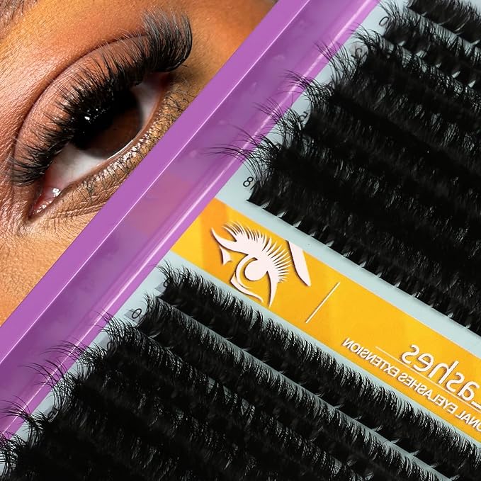 Lash Extension Kit - 280 Pcs 60D+80D Thick Wispy Clusters (9-18MM) with D & C Curl for Home Makeup