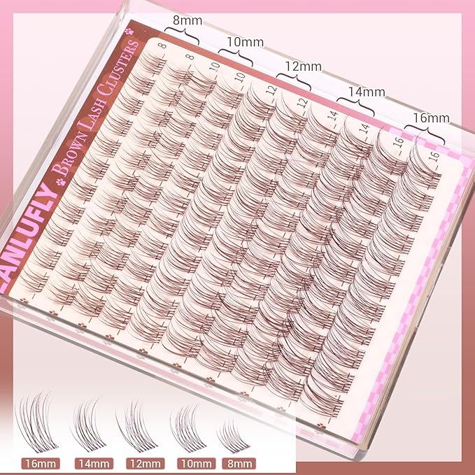 Brown Lash Clusters Natural Eyelash Clusters Invisible Band Brown Lash Extension C Curly Dark Brown Wispy Lash Extension DIY Individual Eyelash Extension by zanlufly
