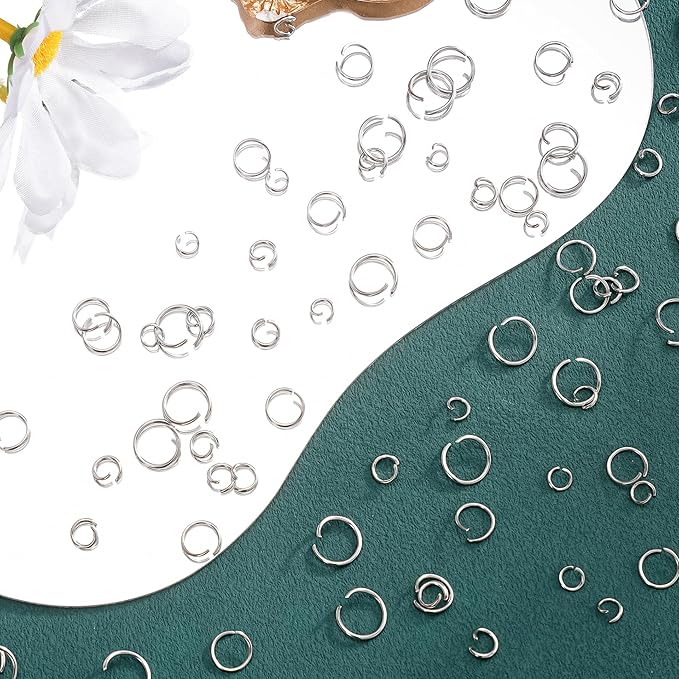 2000Pcs 8mm Stainless Steel Open Jump Rings 20 Gauge Metal O Rings Single Loop Connectors for Jewelry Necklaces Bracelet Earrings Keychains Chainmail DIY Making