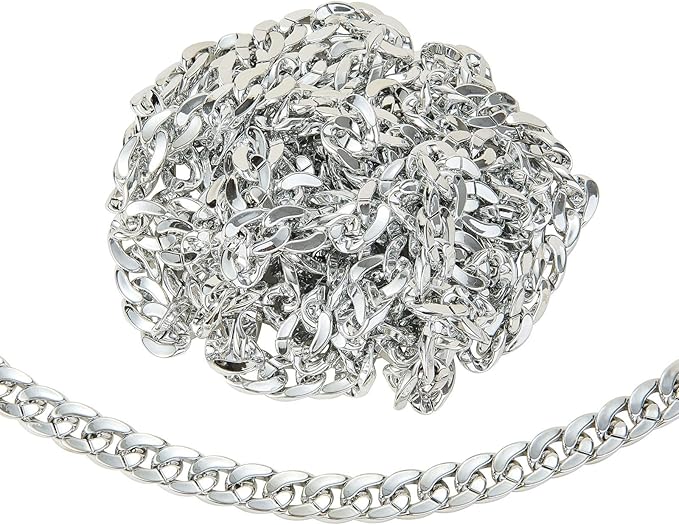 LiQunSweet 5m(16.4 Feet) CCB Plastic Curb Twist Linking Chains Platinum Metal Color Bulk Lot for Chunky Necklace Punk Rock Jewelry Making - 30x21mm