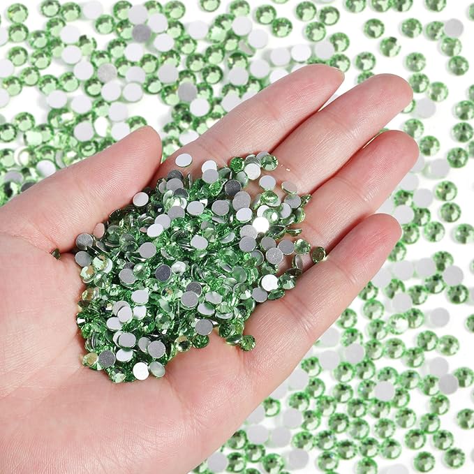 Beadsland Flatback Rhinestones Bulk,14400pcs Green Rhinestones for Nails Crafts Clothes DIY Decoration, Light Green/Peridot, SS20, 4.6-4.8mm