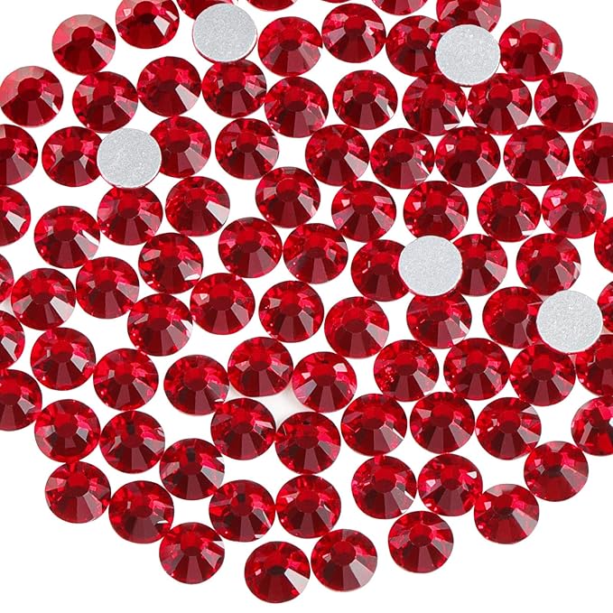 beadsland 1440 Piece Flat Back Crystal Rhinestones Round Gems,1.3mm-6.5mm,Dark Siam (SS20(4.6-4.8mm))