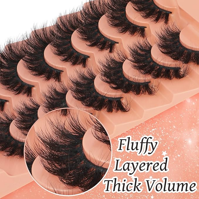 Fluff Eyelashes 8D Fox Eye lashes 18mm Natural False Eyelashes 7 Pairs Full Volume Faux Mink Lashes Multipack by TOOCHUNAG