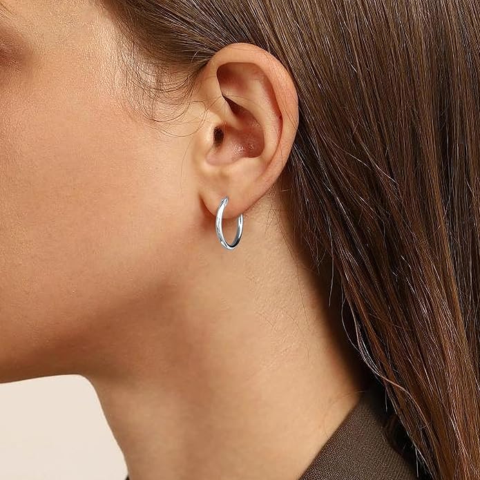 Gacimy Gold Hoop Earrings for Women 14K Real Gold Plated Hoops with 925 Sterling Silver Post