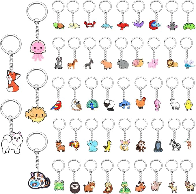 Keychains Bulk DIY Cute Keychain Charms Backpack Charms for Girls Backpack Keychains PVC Key Ring Party gifts