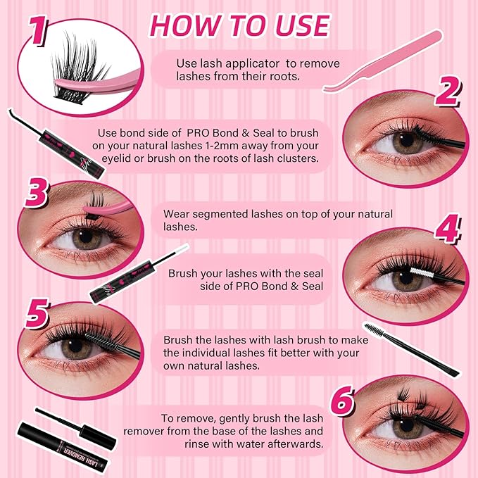 PRO LASHBEAUTY Lash Clusters, Eyelash Clusters 8-18 Mixed Cluster Eyelash Extensions Mixed Lash Extension Reusable Soft & Comfortable (Bloomy,8-18mix)
