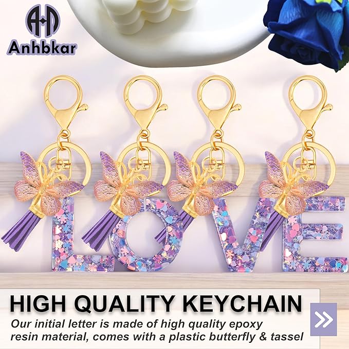 Alphabet Initial Letter Keychain Cute Heart Resin - Letter Keychain for Backpack Charms - Initial Keychains for Women