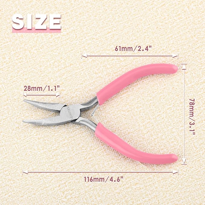 5-Inch Bent Chain Nose Pliers for Jewelry Making - Mini Bent Nose Pliers with Smooth Jaws, Ideal for Creating Bracelets, Earrings and Necklaces