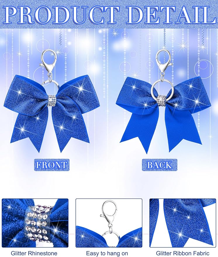 Tondiamo Cheer Bow Keychain Cheer Keychain with Rhinestones Cheerleader Keyrings for Teen Cheerleading Sports Accessory