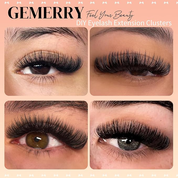 GEMERRY 4-in-1 Lash Clusters Spikes Clusters and 2 Styles Bottom Lashes 60D/80D/100D/200D Cluster Eyelash Extensions for DIY at Home(8-16mm)