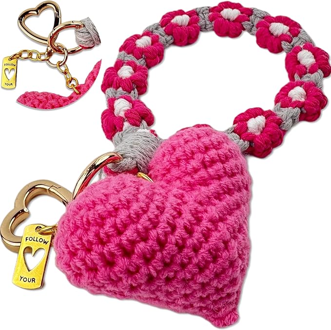Handmade Crochet Keychains with Daisy Wristband - Inspirational Gifts for Women, Graduation, Birthday