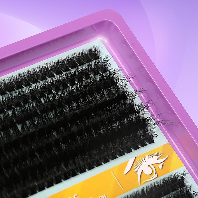 Lash Extension Kit - 280 Pcs 60D+80D Thick Wispy Clusters (9-18MM) with D & C Curl for Home Makeup