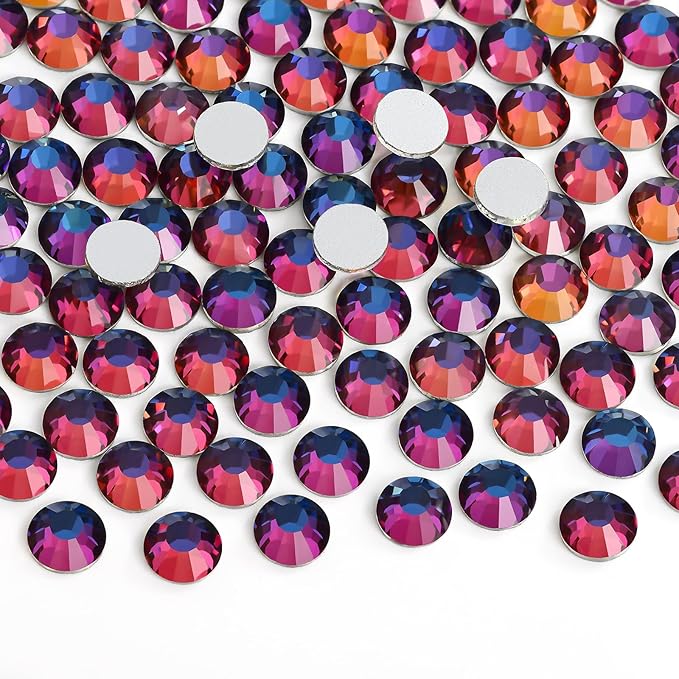 Jollin Glue Fix Crystal Flatback Rhinestones Glass Diamantes Gems for Crafting Nail Art Crafts Decorations Clothes Shoes 4.8mm (ss20 1440pcs, Blue Blaze)