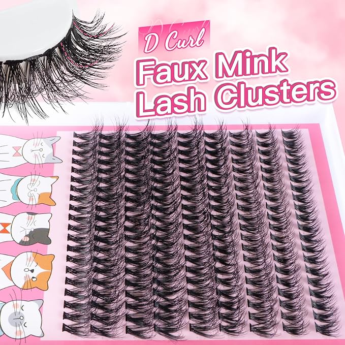 URNNR Fluffy Lash Clusters 5D 40D Volume Eyelash Clusters 10-18mm Wispy Individual Lashes D Curl Cluster Eyelash Extensions 180pcs DIY Lash Extension for Beginners (LF09)