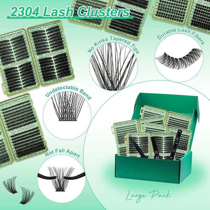 Lash Clusters Kit Wispy Eyelash Clusters Kit Cat Eye Lashes Clusters Kit Cluster Eyelash Extensions Pestañas Postizas Naturales Lash Extension Kit+Lash Bond and Seal,Remover,Tweezers(4 Boxes Kit-1)