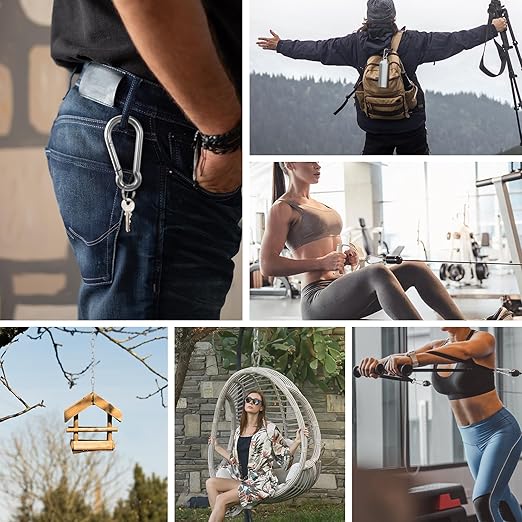 Large Carabiner Clip Hooks, 1pc 7 inch Carabiner Heavy Duty, 304 Stainless Steel Spring Snap Hook Fits Camping Hanging Hiking Weight Lifting, Metal Clips for Rope or Chain