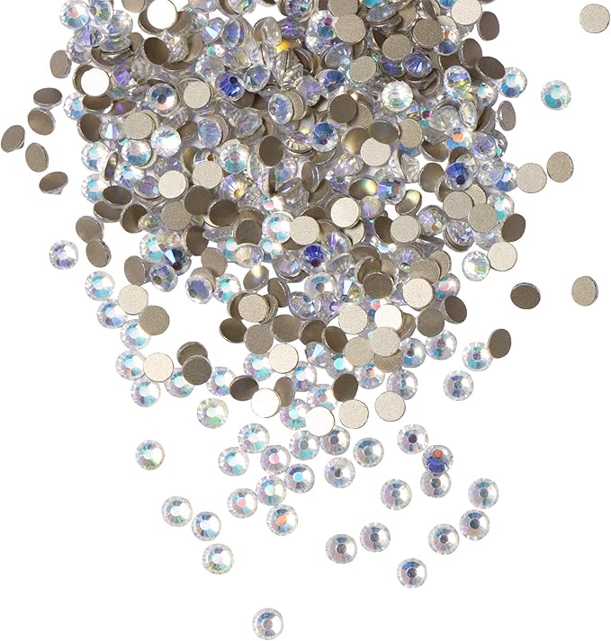 288pcs Flatback Rhinestones Glue Fix Crystal Glass Diamantes Gems for Crafting Nail Art Crafts Decorations Clothes Shoes 7.2mm (ss34, Moonlight)