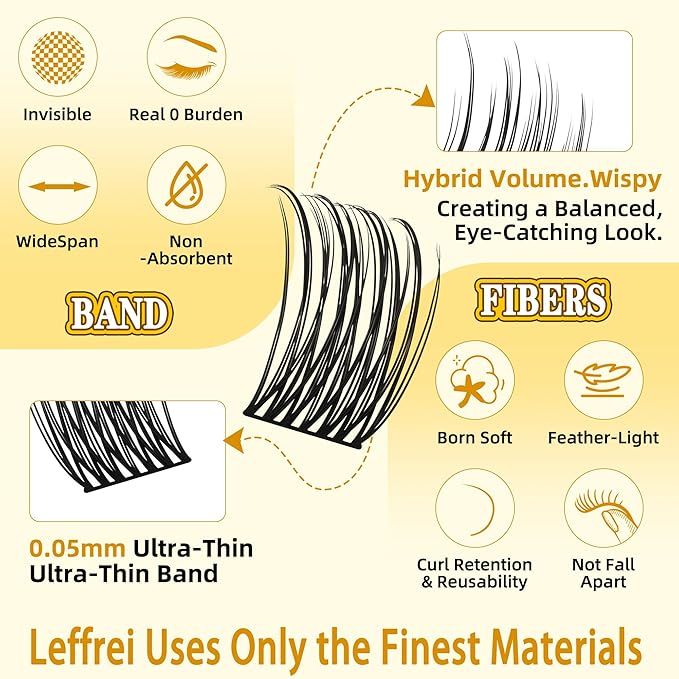Leefrei Eyelash Clusters 10-18mm Wispy Lash Clusters D Curl DIY Cluster Lash Extension Kit Individual Lashes Kit With Bond & Seal, Glue Remover, Tweezers(LF05 Lashes Set)